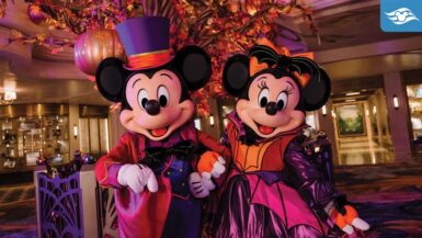 Goofy con disfraz de esqueleto durante Halloween on the High Seas en Disney Cruise Line